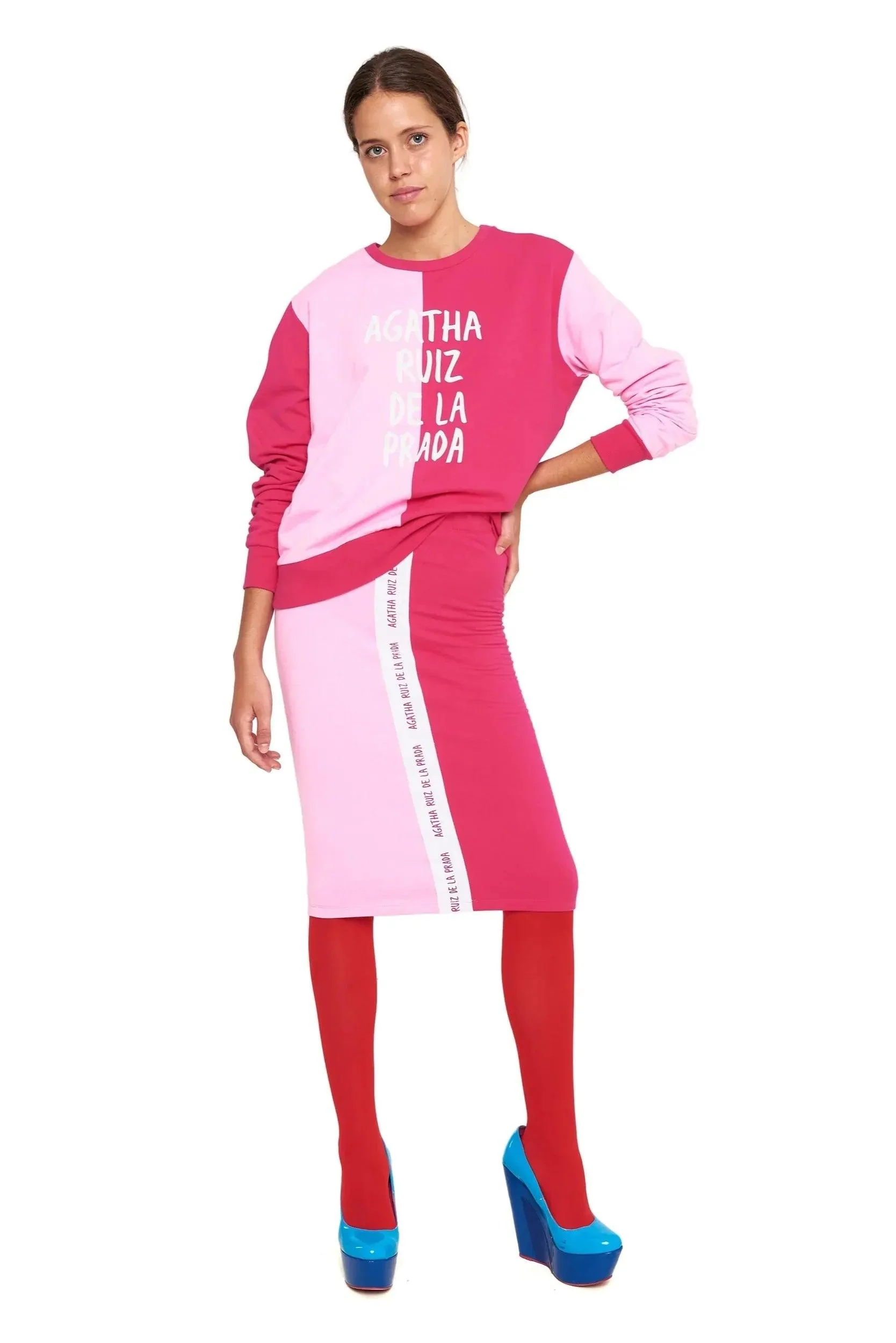 FALDA BICOLOR ROSA/FUCSIA