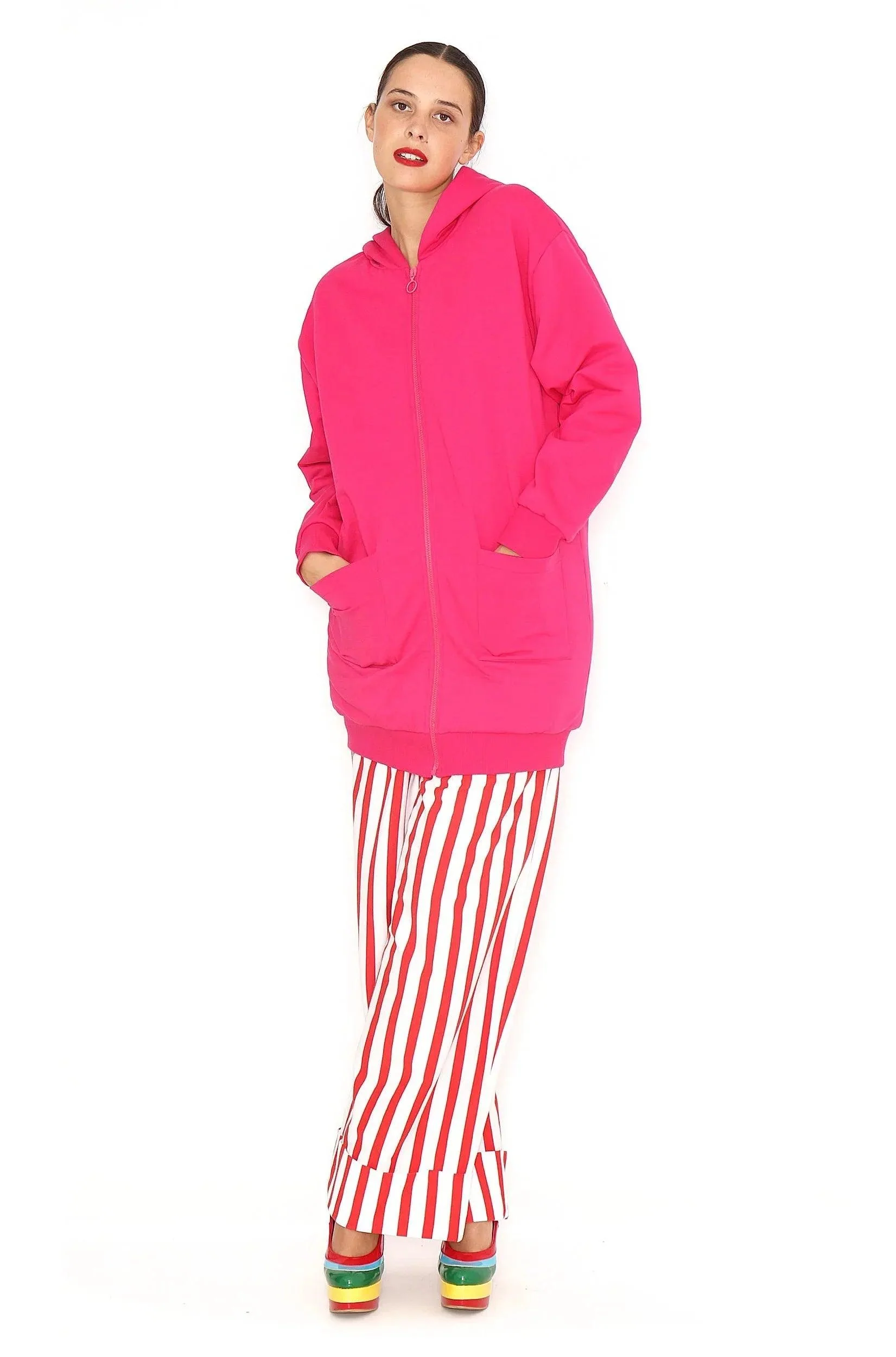 CHAQUETA LARGA FUCSIA - Image 3