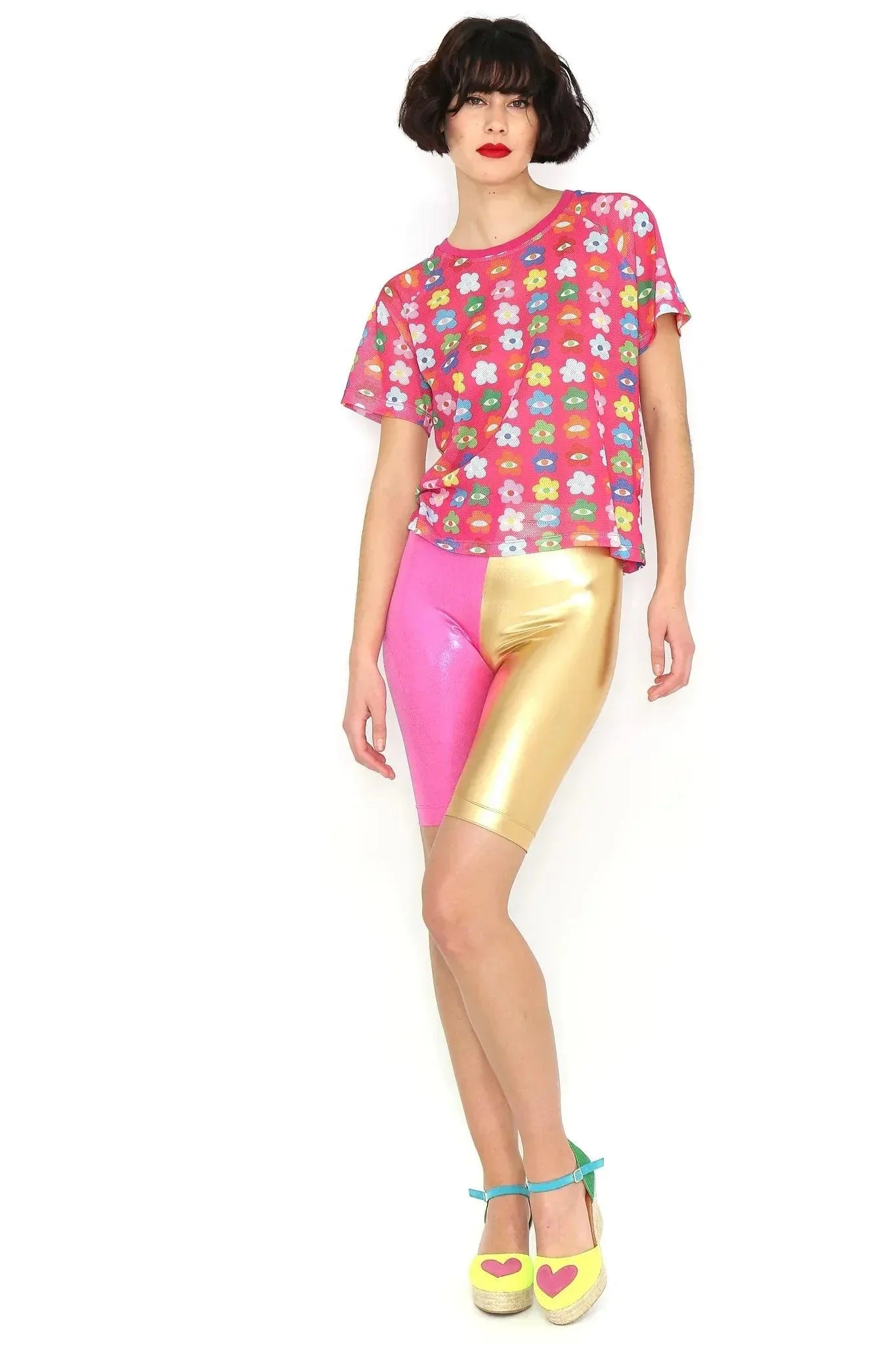 CAMISETA REJILLA FLORES COLORES