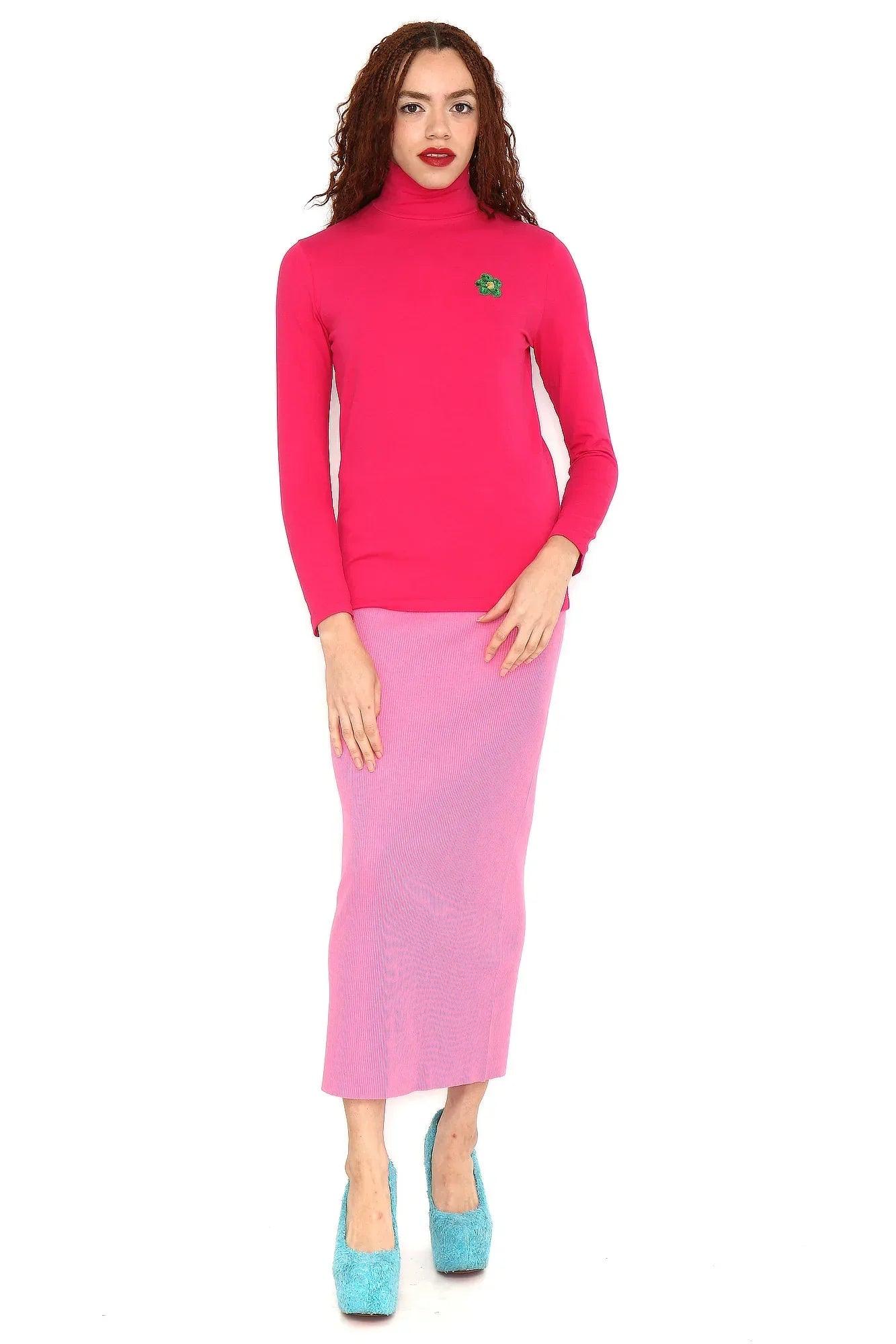CAMISETA FUCSIA CA FLOR VERDE - Image 3