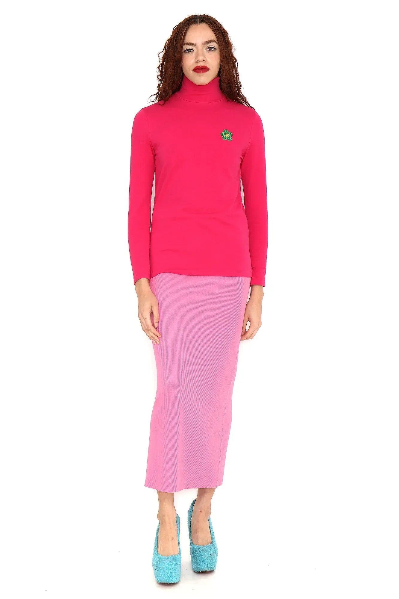 CAMISETA FUCSIA CA FLOR VERDE - Image 4