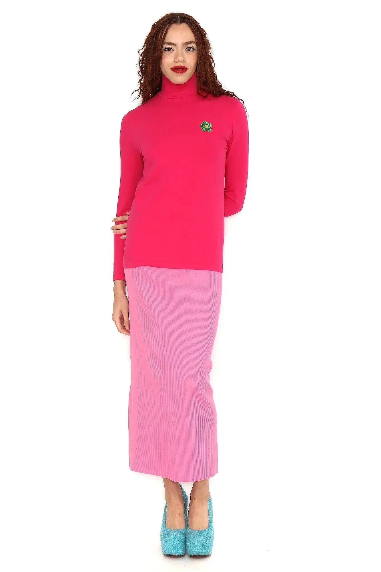 CAMISETA FUCSIA CA FLOR VERDE - Image 5