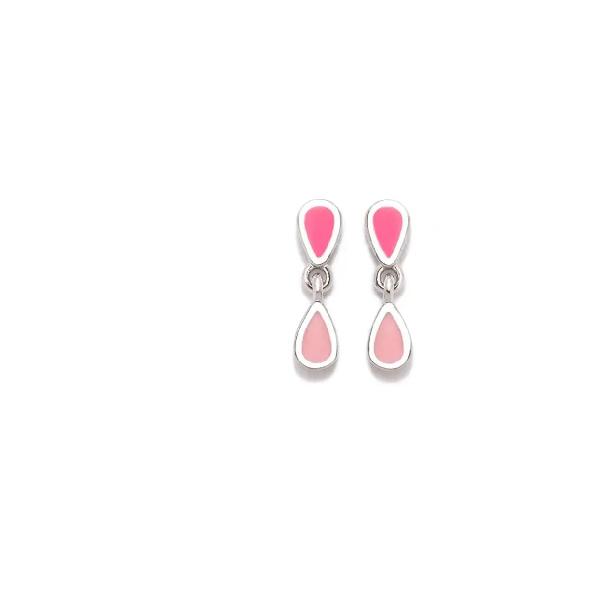 PENDIENTES LLUVIA GOTAS PASTEL Y ROSA