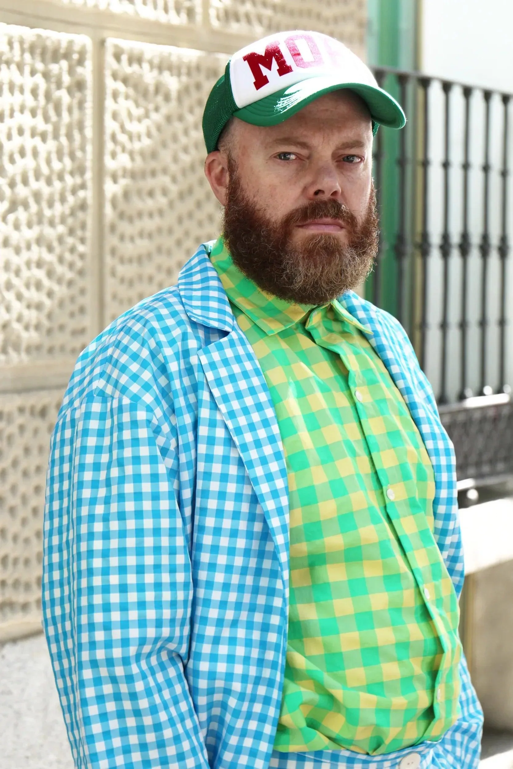 AMERICANA AZUL VICHY ABIERTA HOMBRE