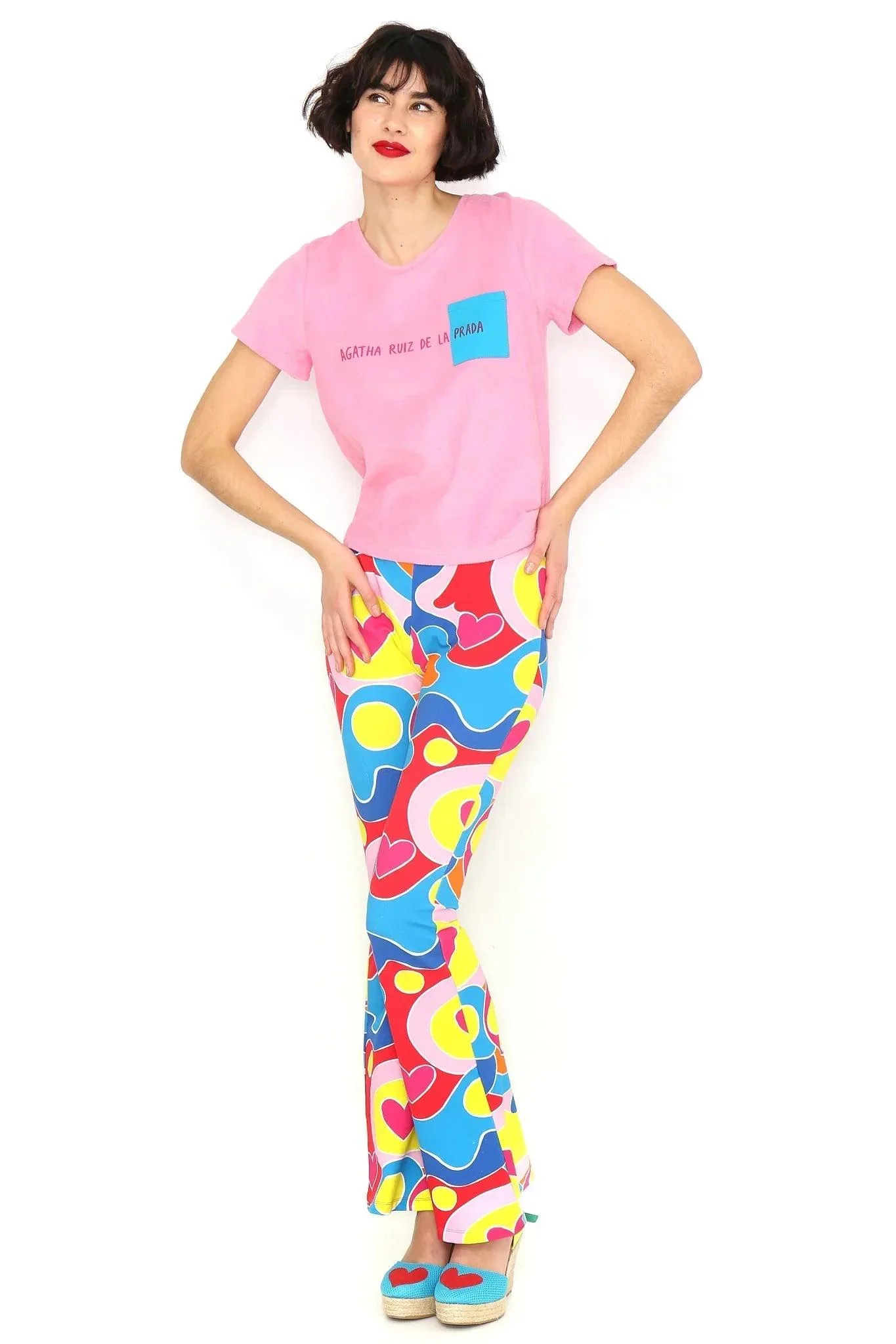 Camiseta rizo rosa bolsillo azul