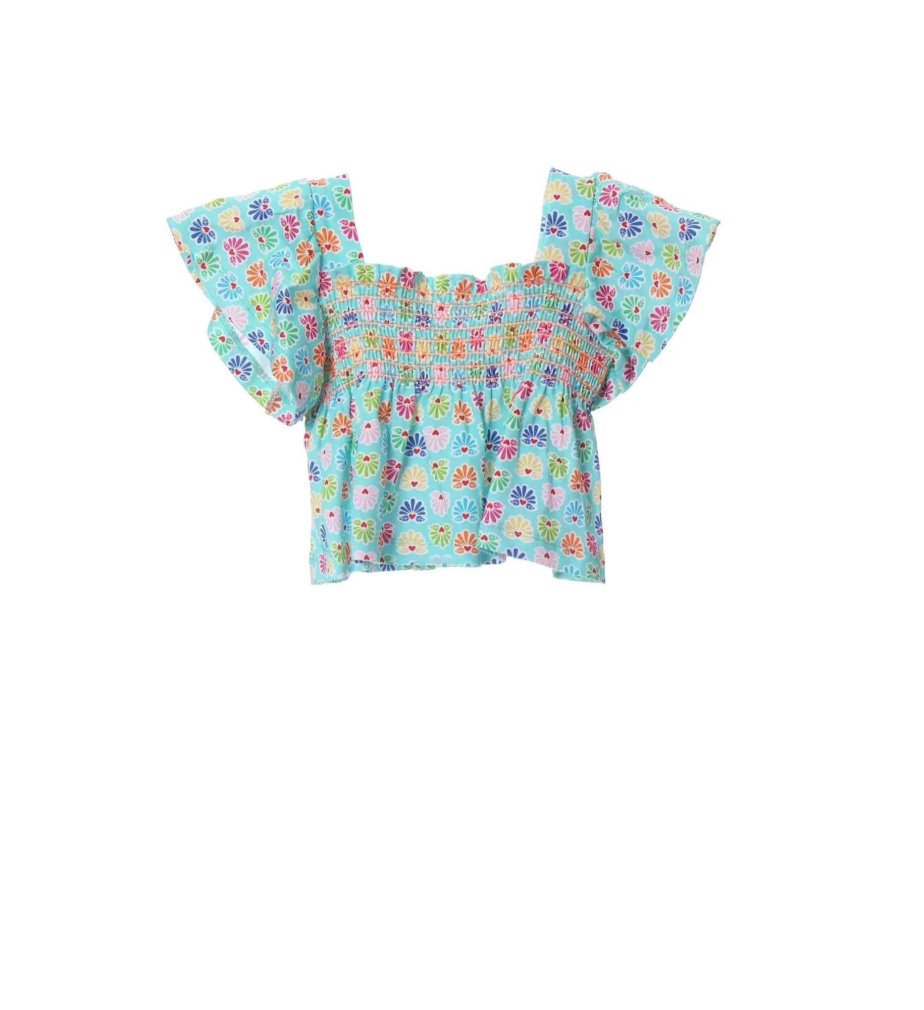 CAMISETA TIRANTES TURQUESA ESTAMPADA