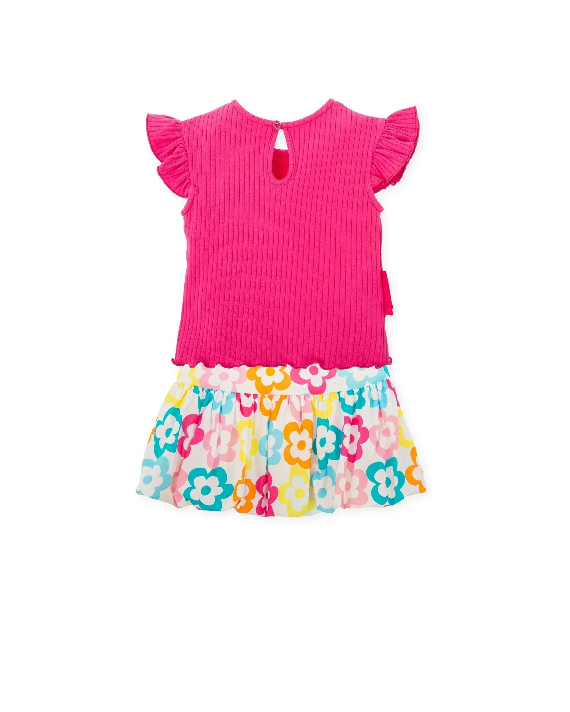 CONJUNTO CAMISETA FUCSIA+FALDA FLORES COLORES - Image 2