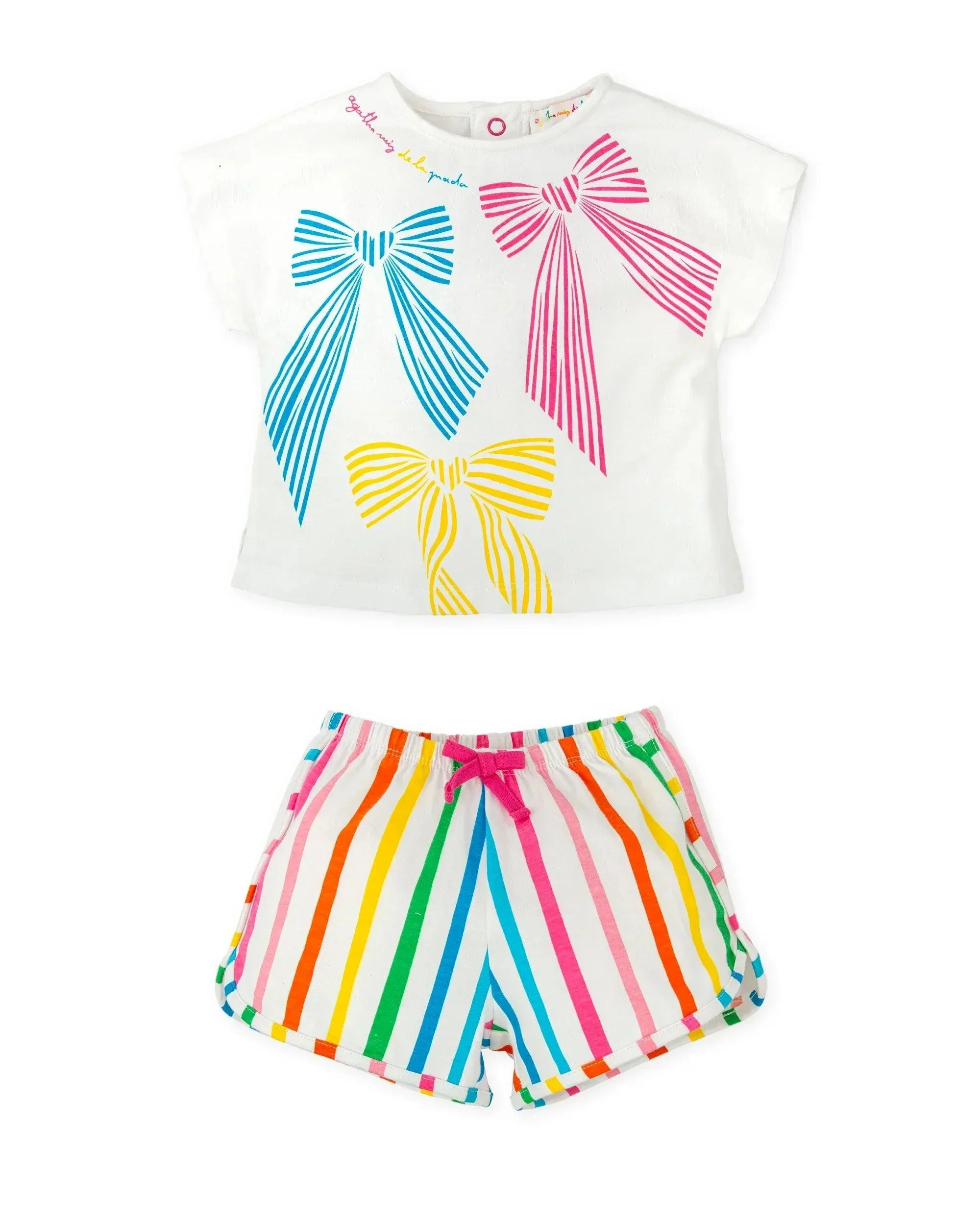 CONJUNTO CAMISETA LAZOS+ SHORTS RAYAS DE COLORES - Image 3