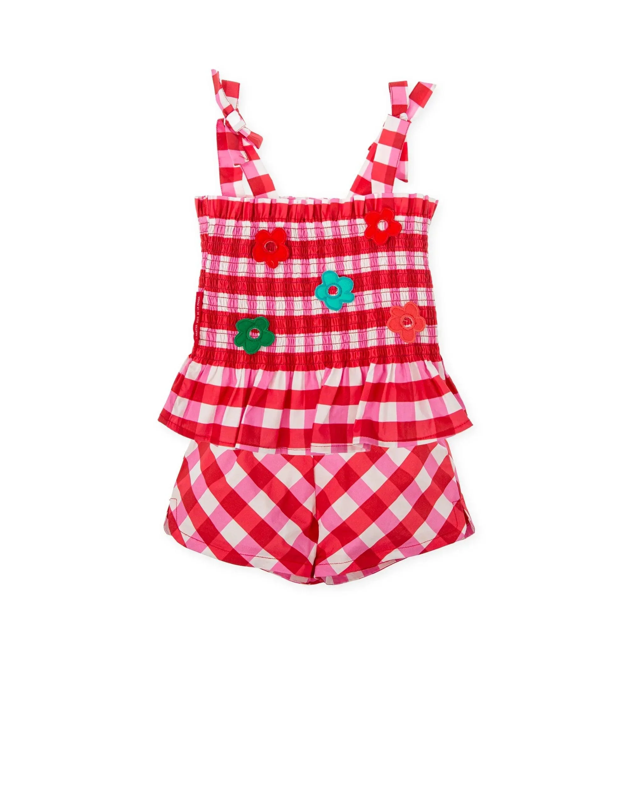 CONJUNTO TIRANTES VICHY ROJO + SHORTS