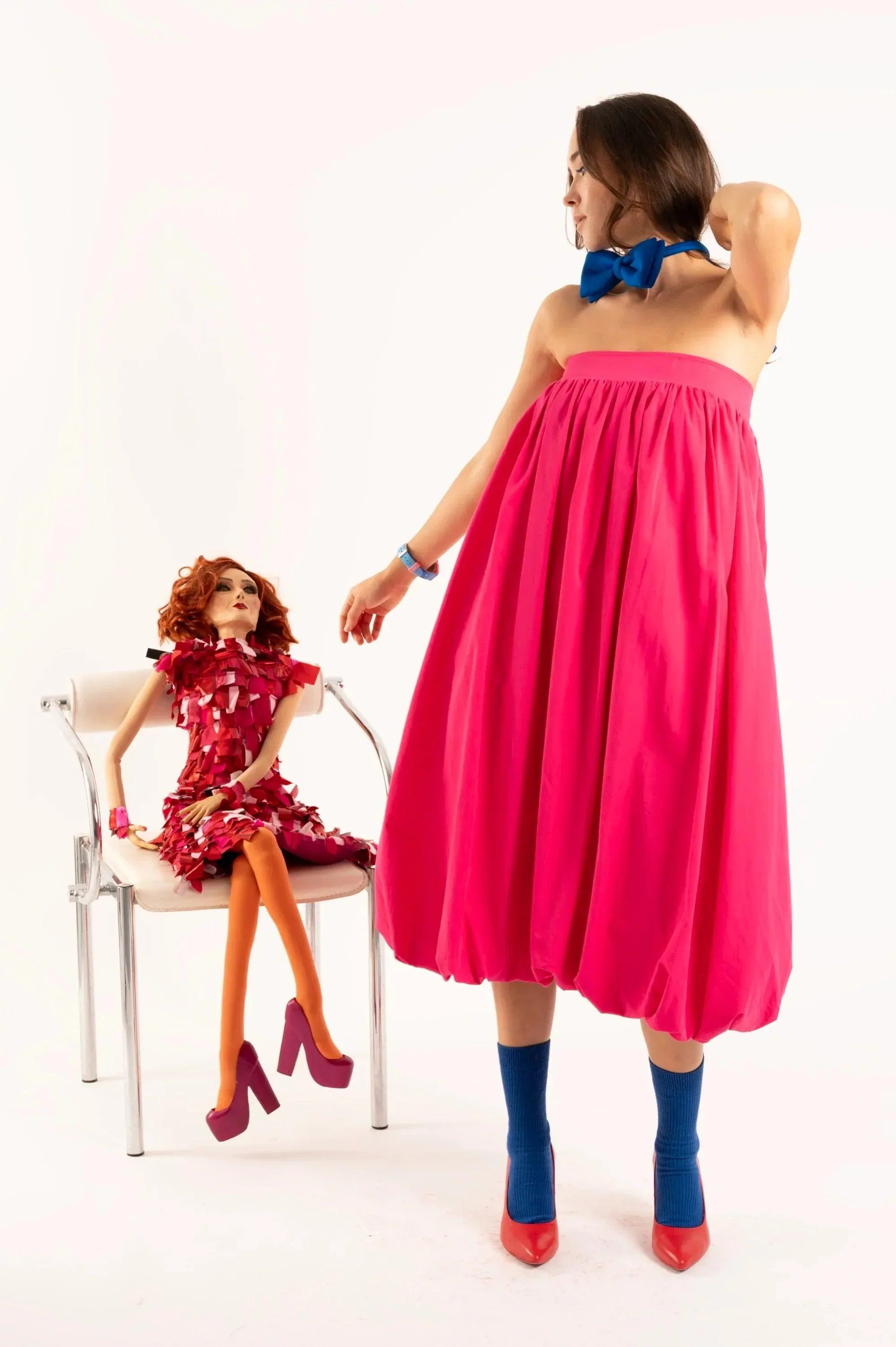 FALDA GLOBO LARGA FUCSIA - Image 3
