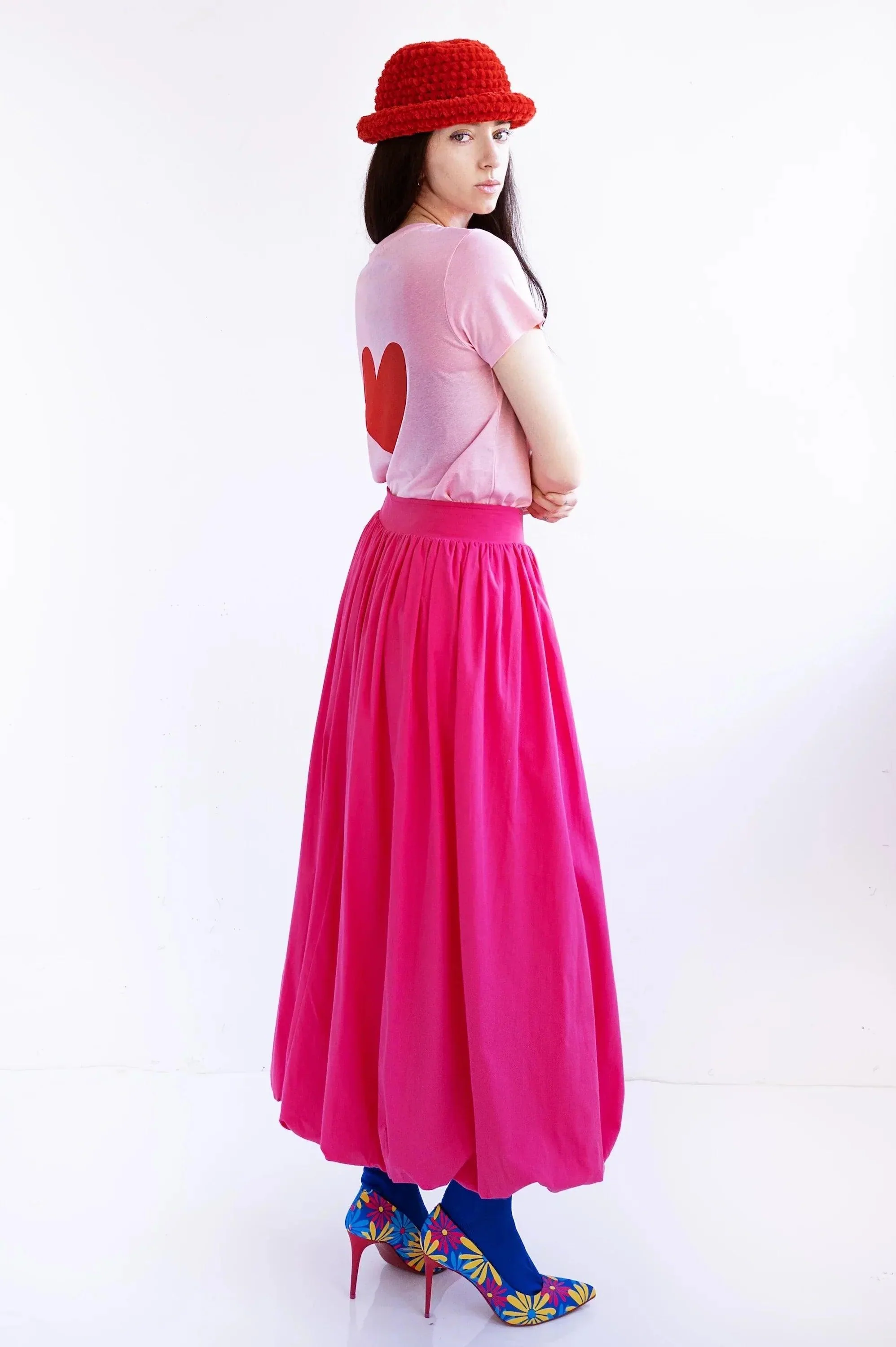 FALDA GLOBO LARGA FUCSIA - Image 4