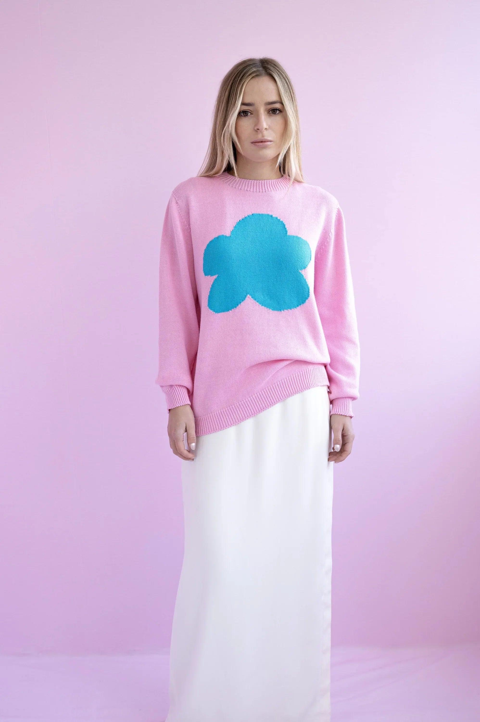 JERSEY ALGODON MUJER ROSA NUBE TURQUESA - Image 2