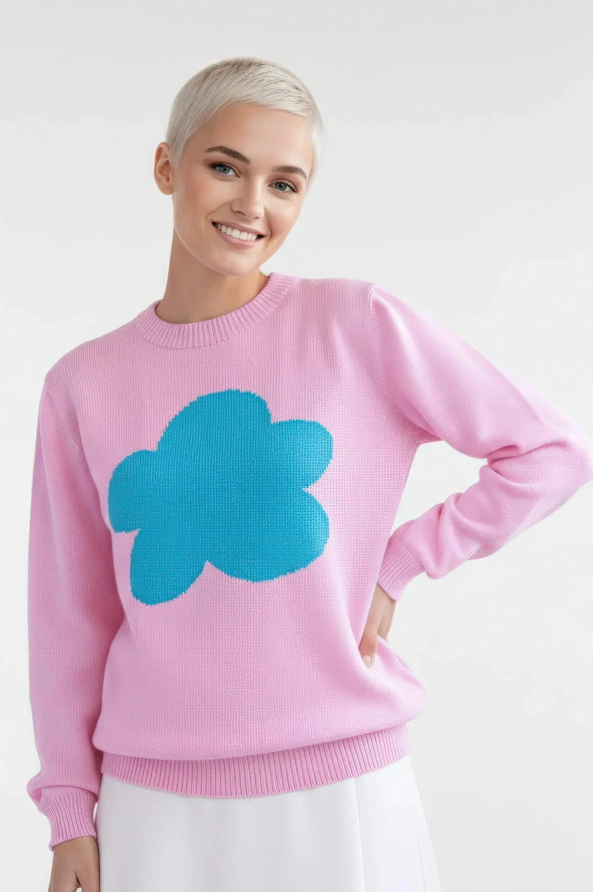 JERSEY ALGODON MUJER ROSA NUBE TURQUESA - Image 3