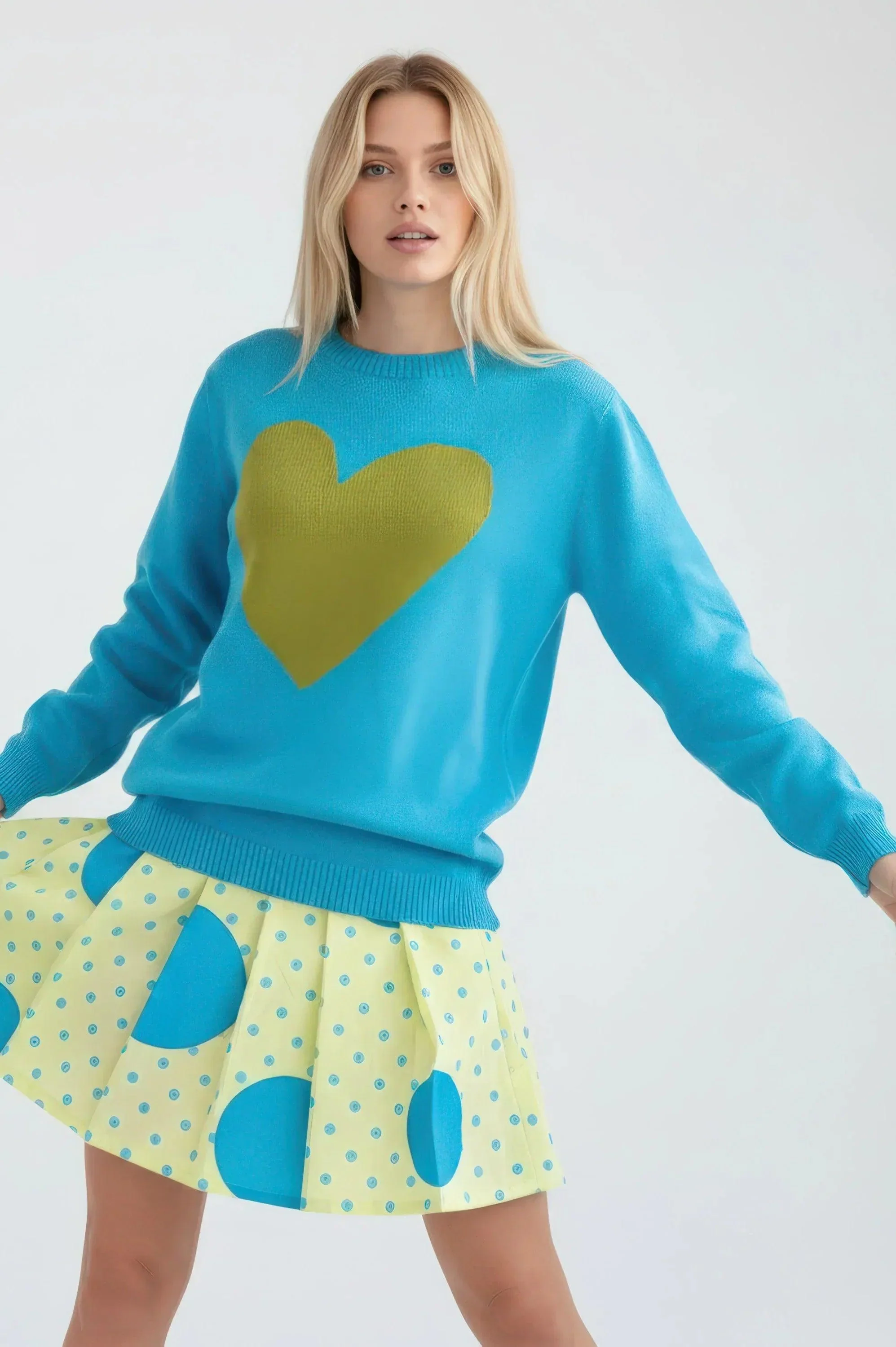 JERSEY ALGODON MUJER TURQUESA CORAZON - Image 3
