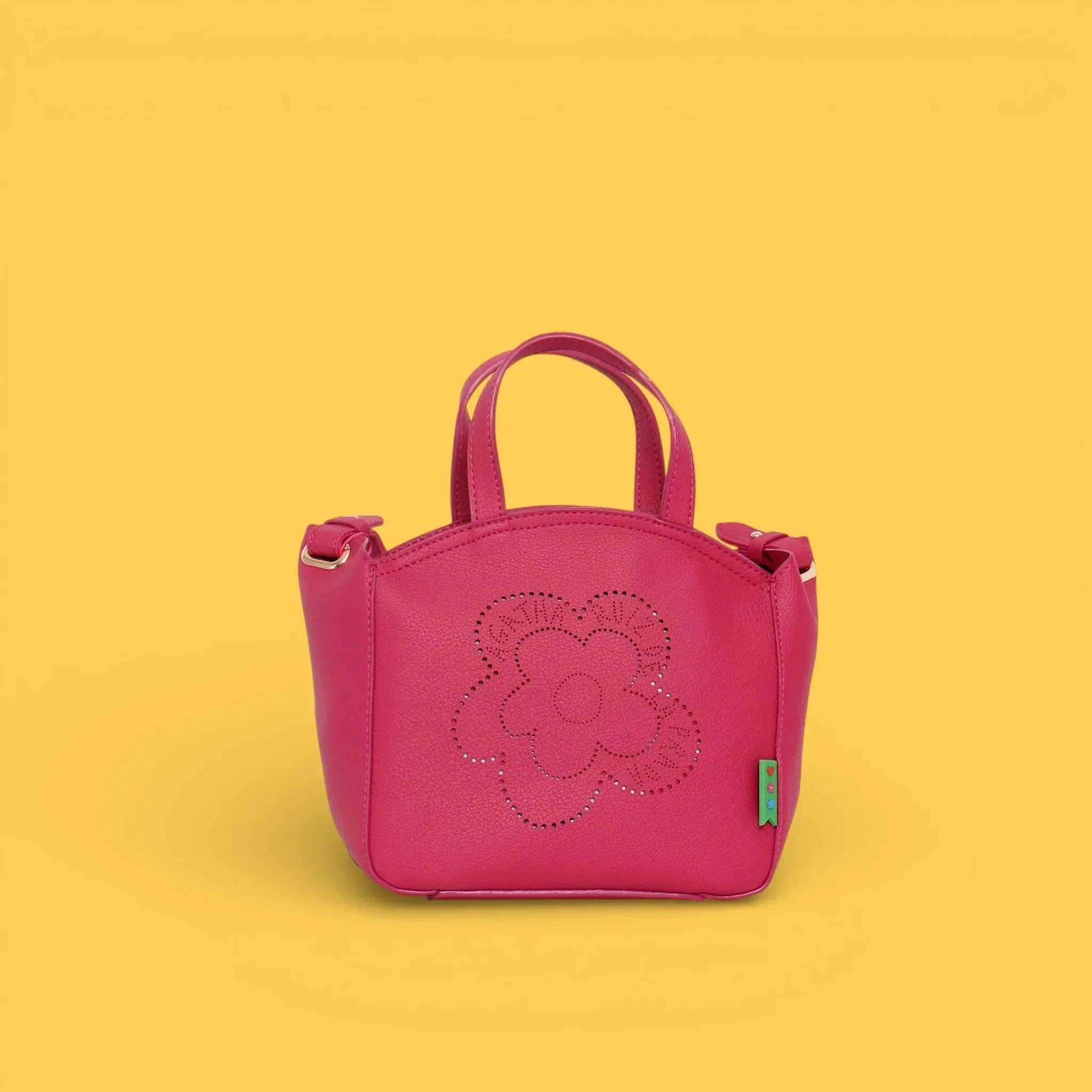 MINI TOTE CALADO FLOR FUCSIA
