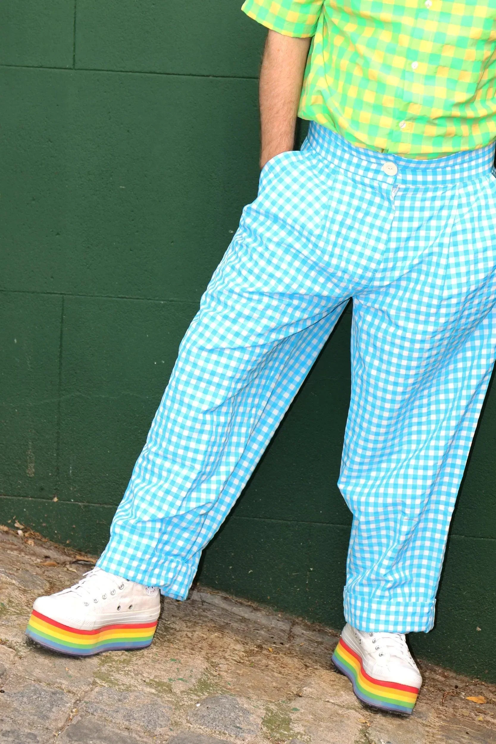 PANTALON VICHY AZUL HOMBRE
