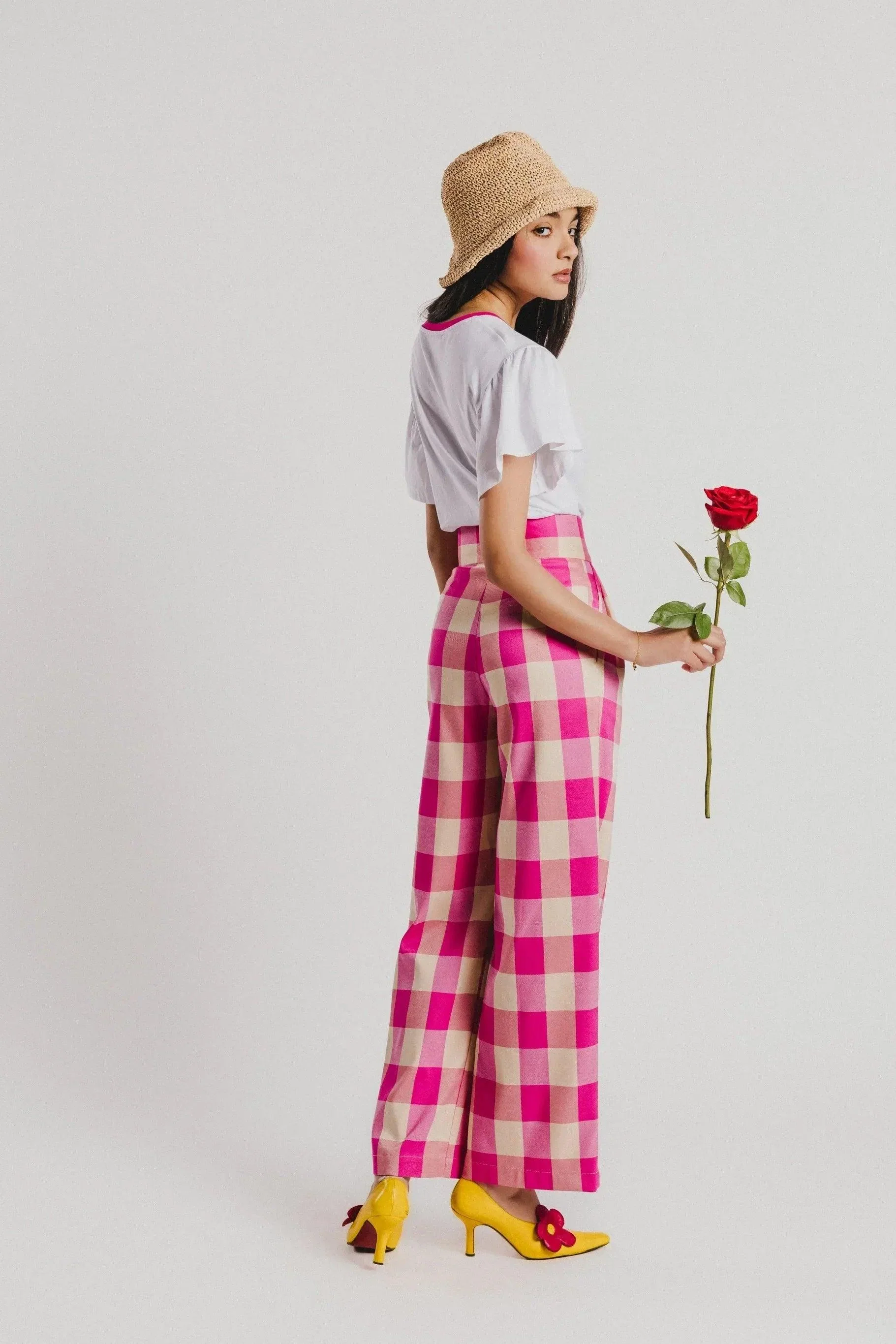PANTALON VICHY FUCSIA - Image 3