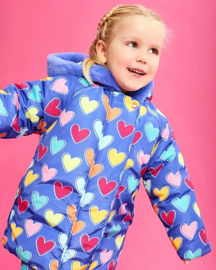 PARKA ABRIGO CAPUCHA CORAZONES MULTICOLOR