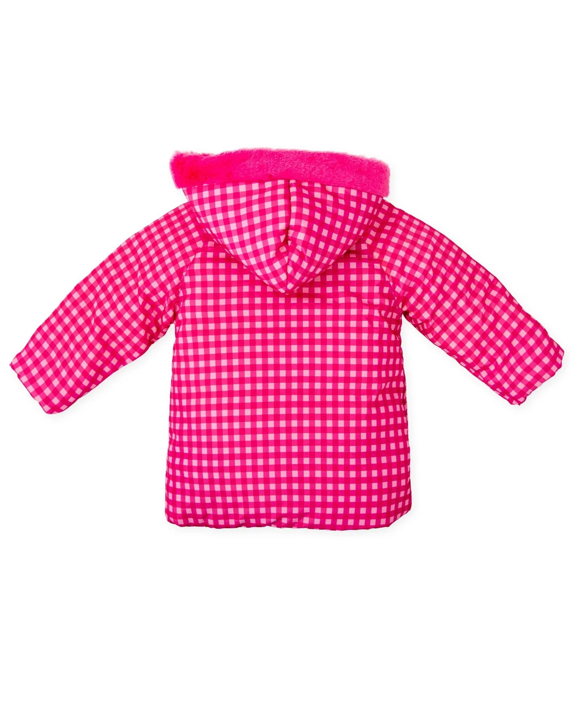 PARKA ABRIGO CAPUCHA CUADROS FUCSIA - Image 3