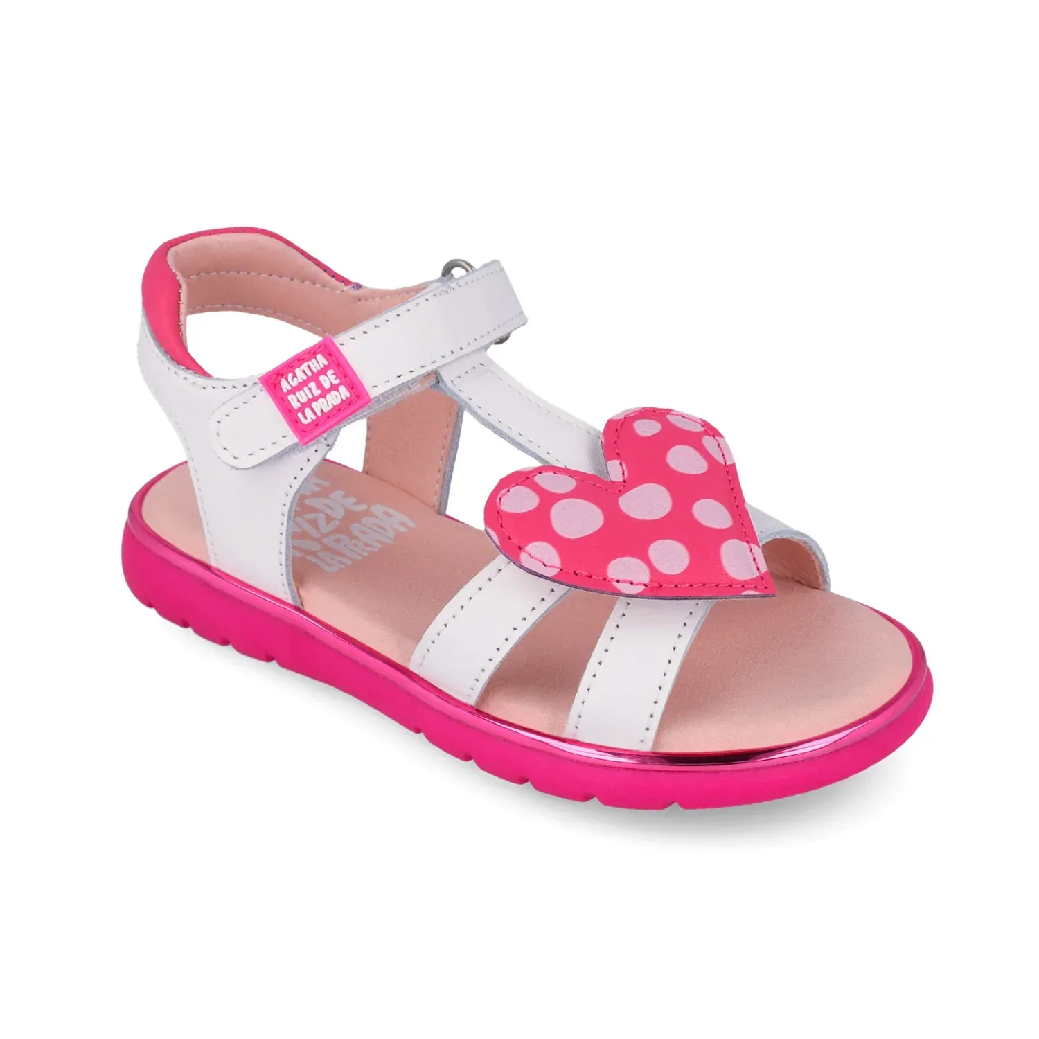 SANDALIA BLANCA CORAZON FUCSIA - Image 3