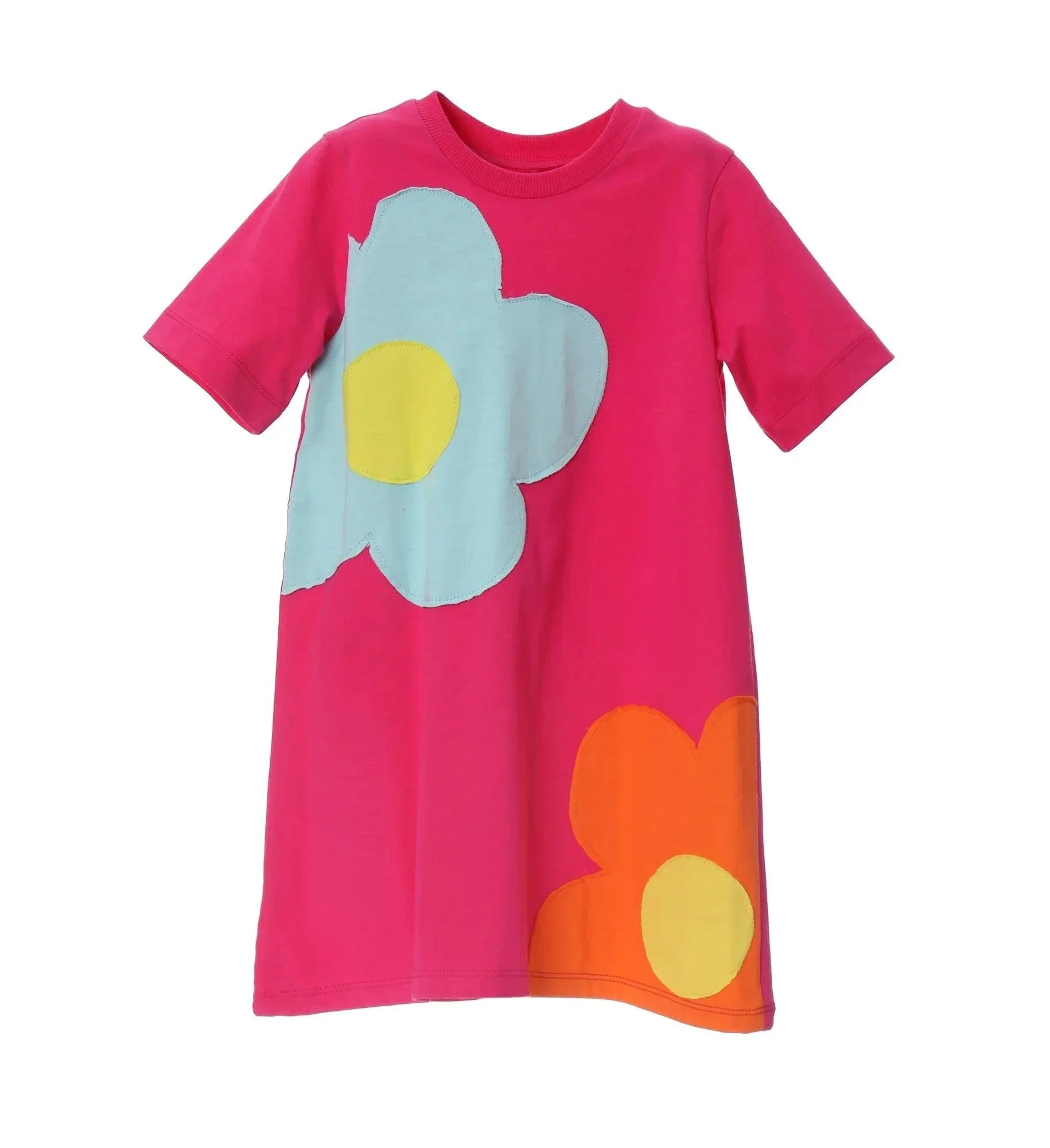VESTIDO 2 FLORES FUCSIA