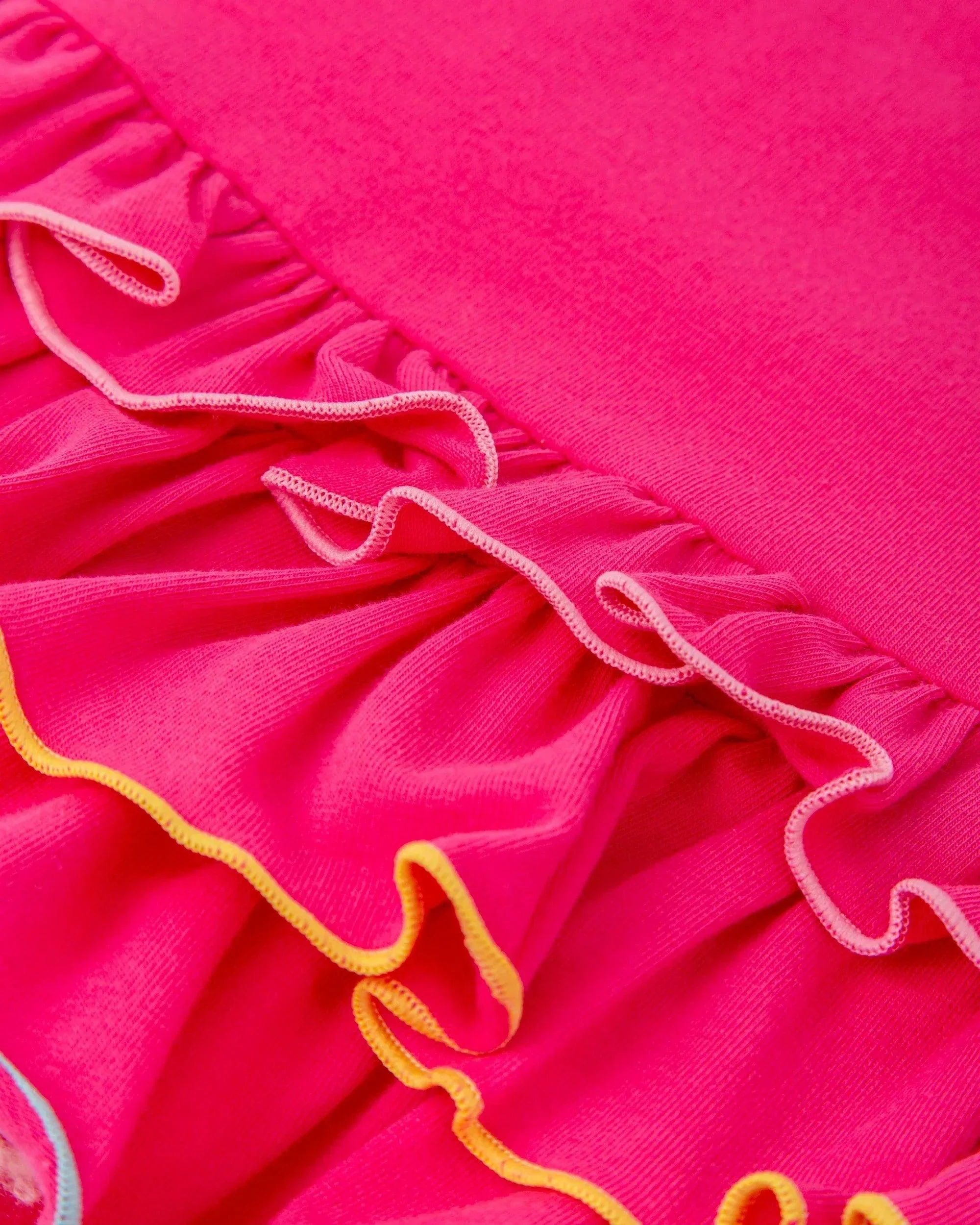 VESTIDO BOTONES PUNTO LISO FUCSIA FLORES - Image 3