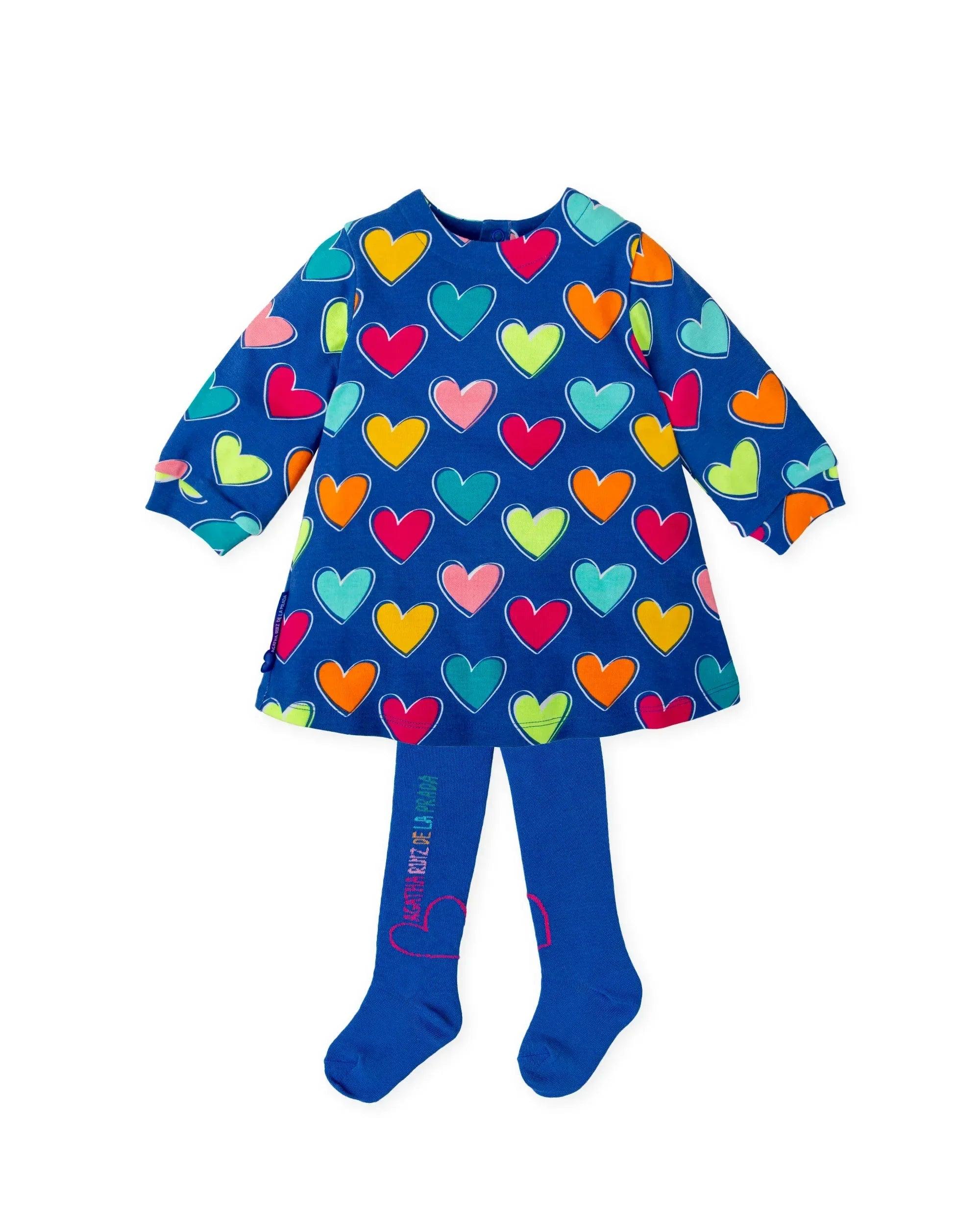 VESTIDO CORAZONES AZUL ELÉCTRICO CON LEOTARDOS