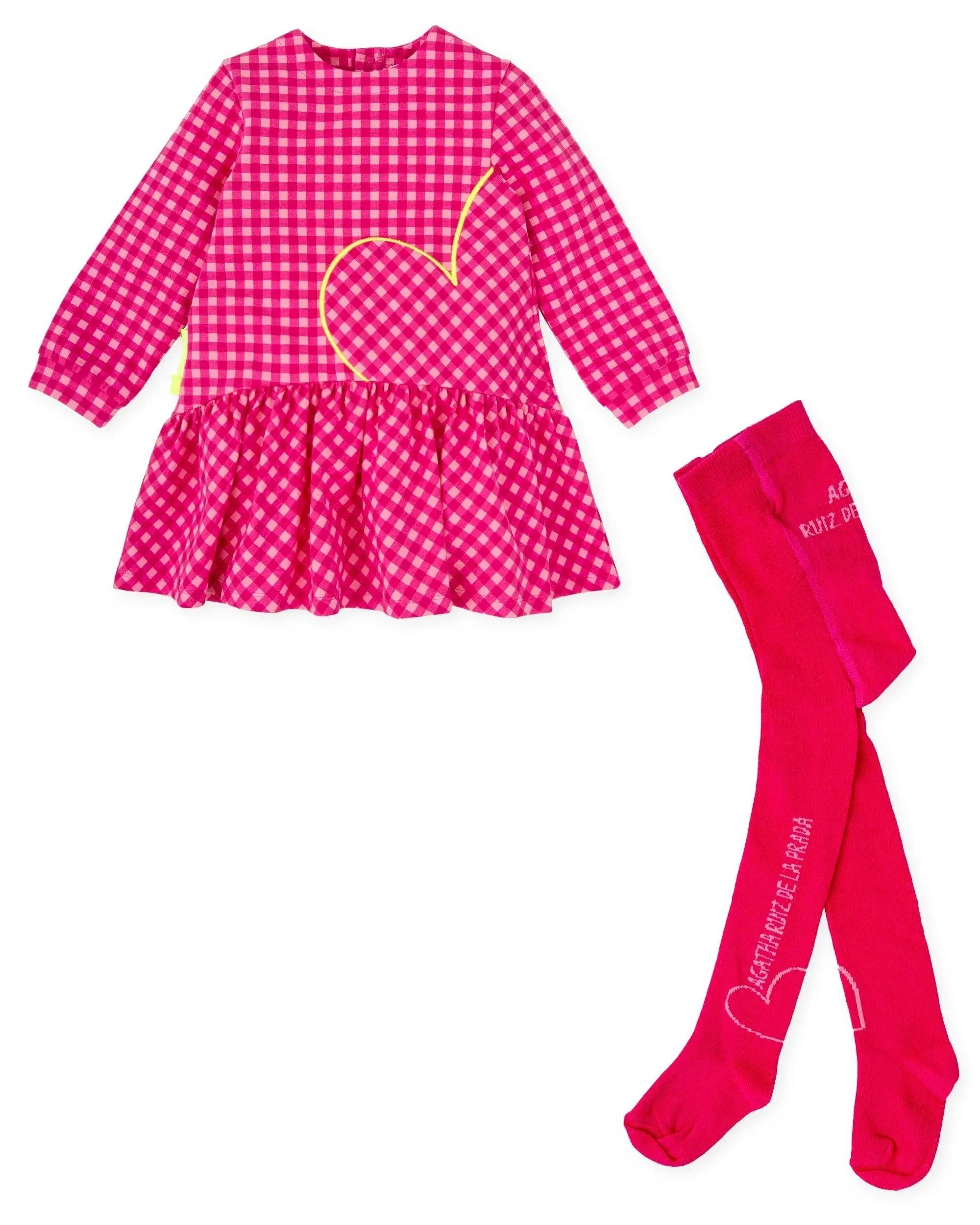 VESTIDO CUADROS FUCSIA CON LEOTARDOS - Image 4