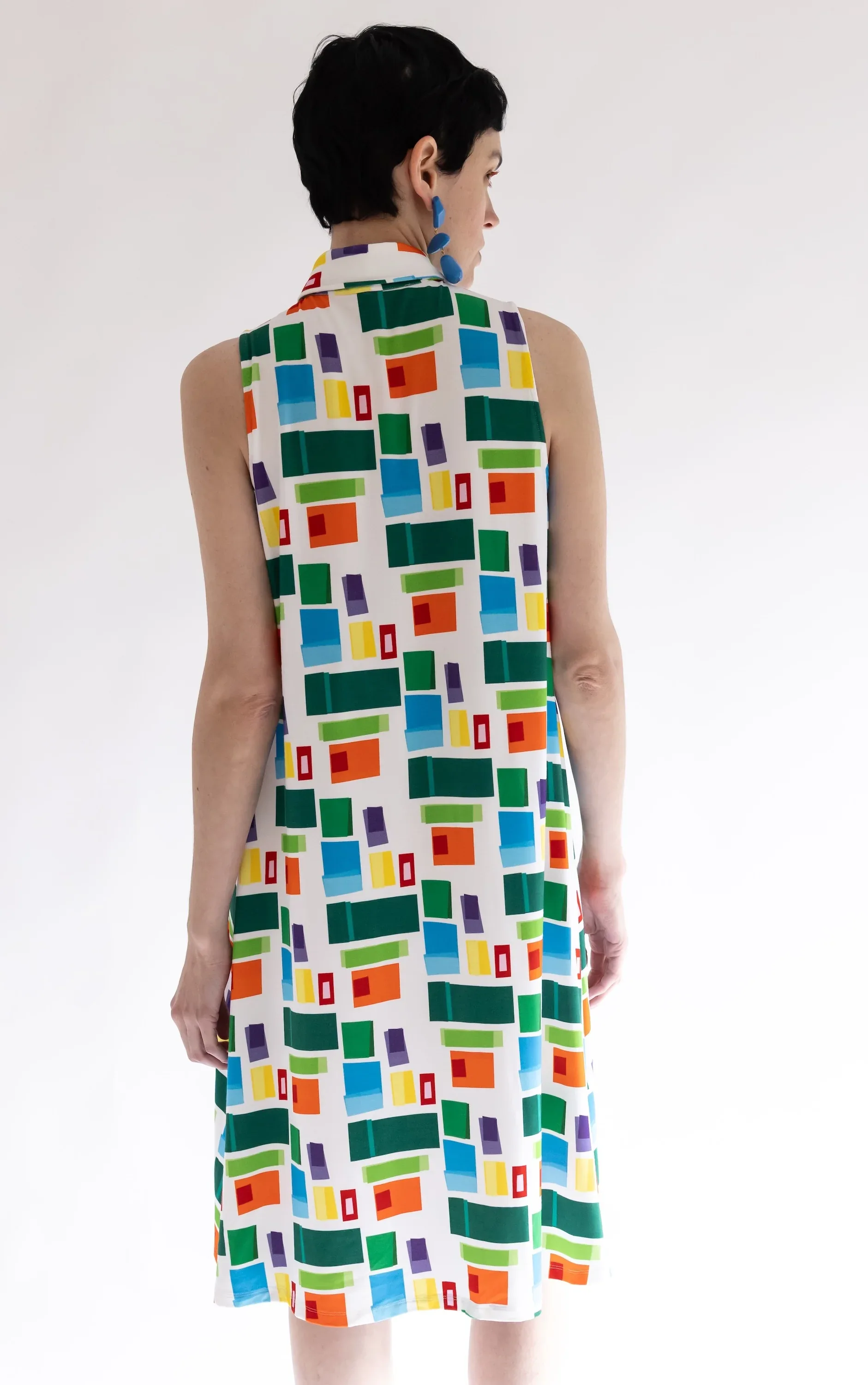 VESTIDO CUELLO BOTONES CUADROS - Image 5