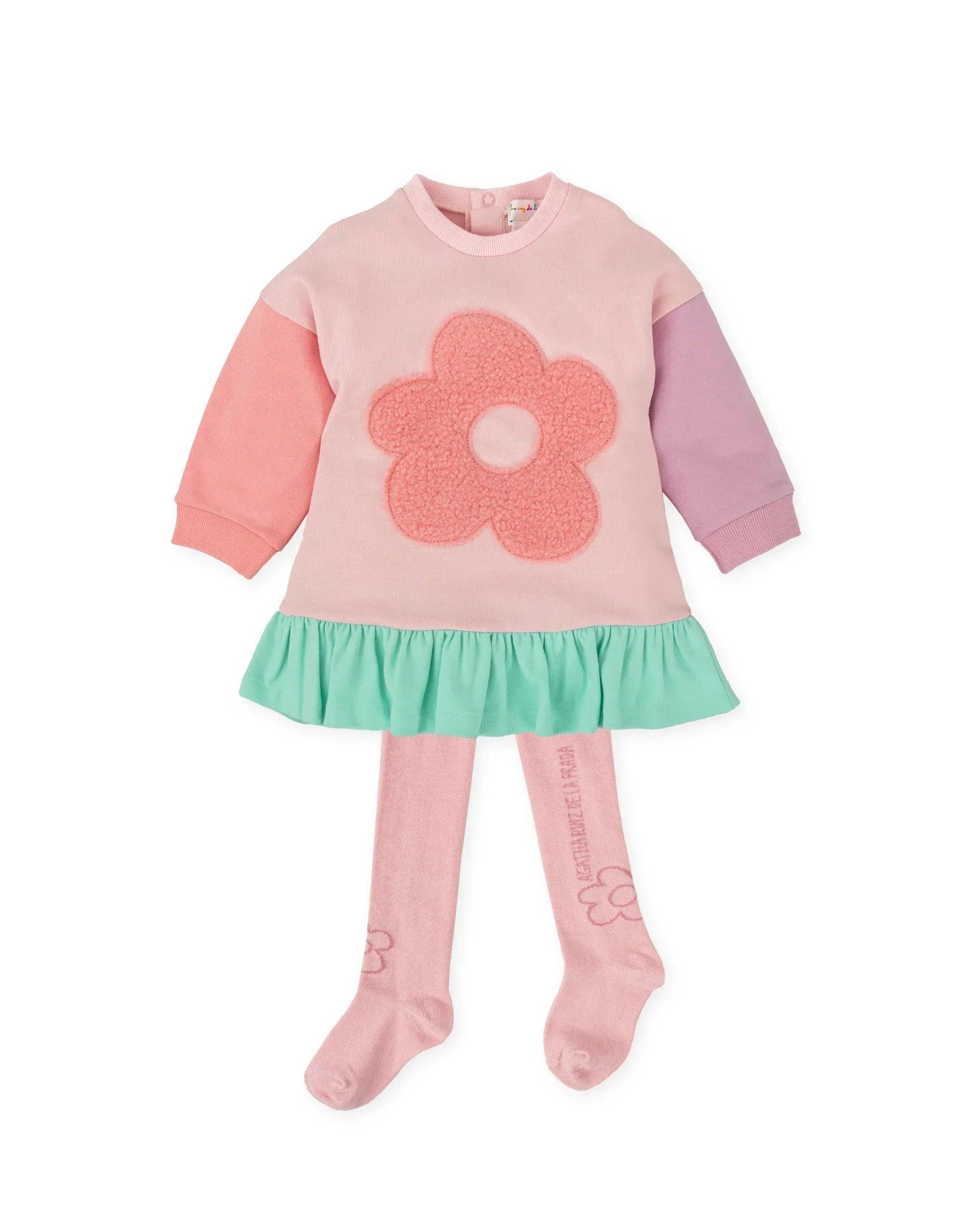 VESTIDO FLOR ROSA CON LEOTARDOS