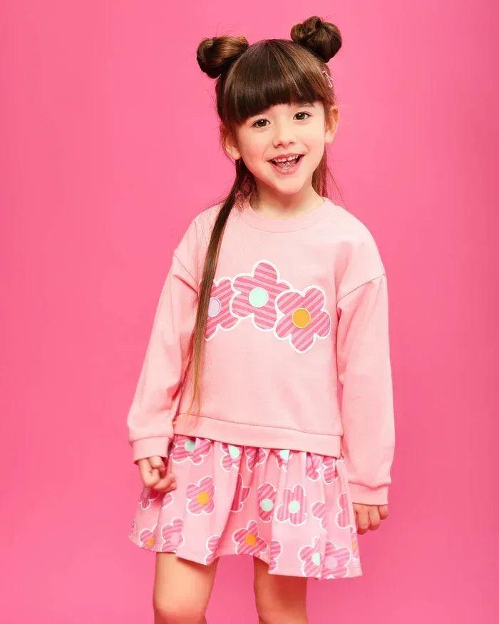 VESTIDO FLORES ROSA CON CALCETINES