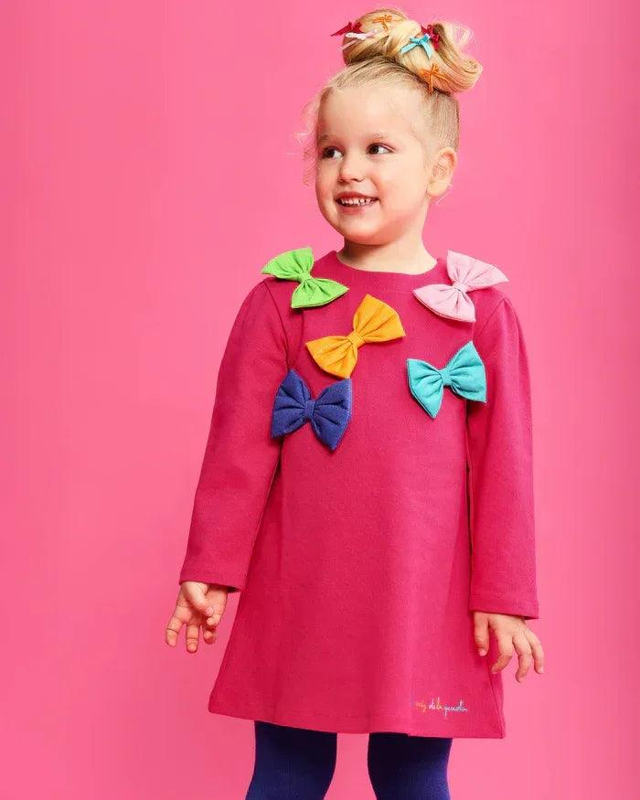 VESTIDO LAZOS FUCSIA CON LEOTARDOS