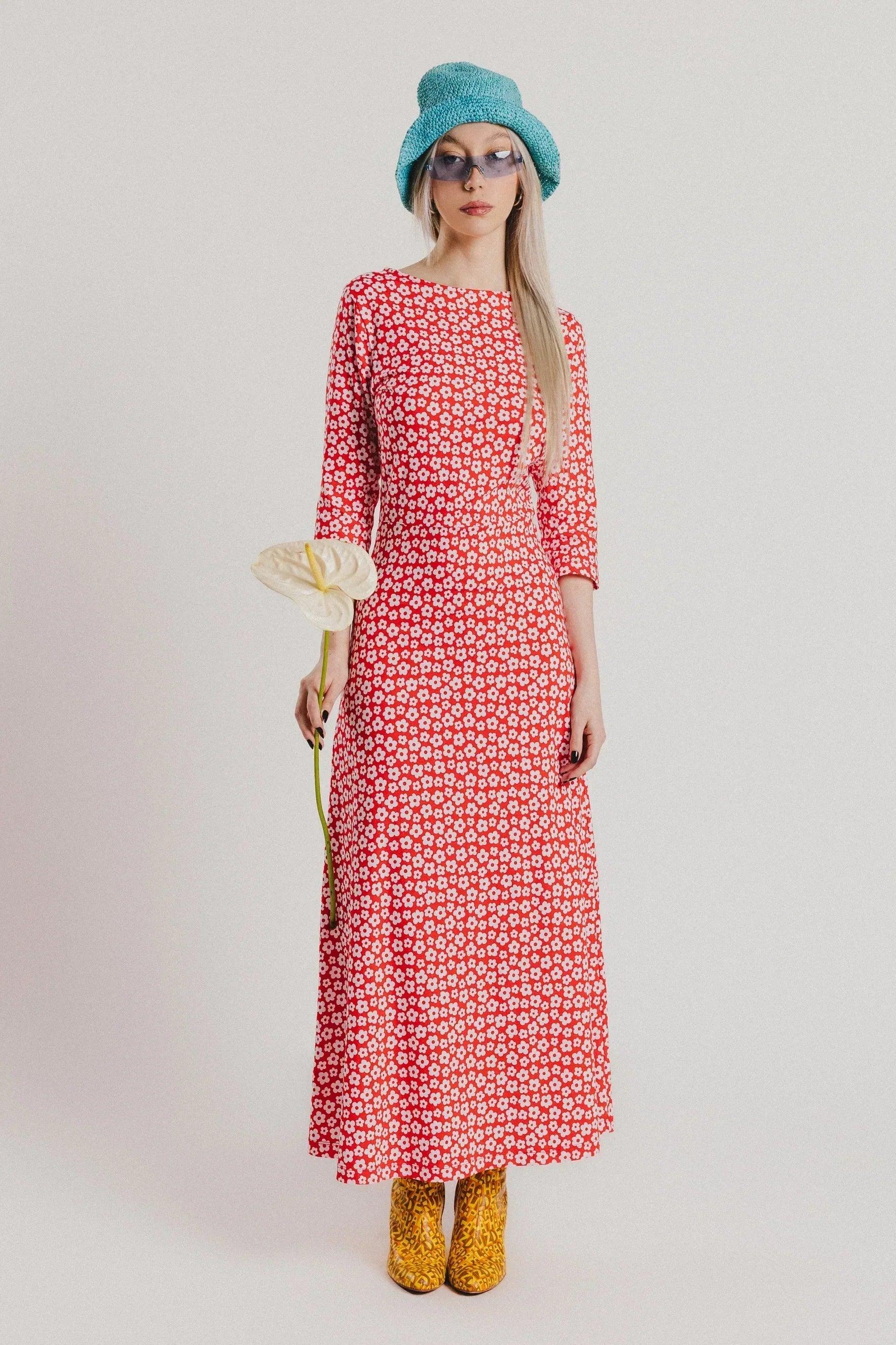 VESTIDO ROJO FLORECITAS BLANCAS - Image 11