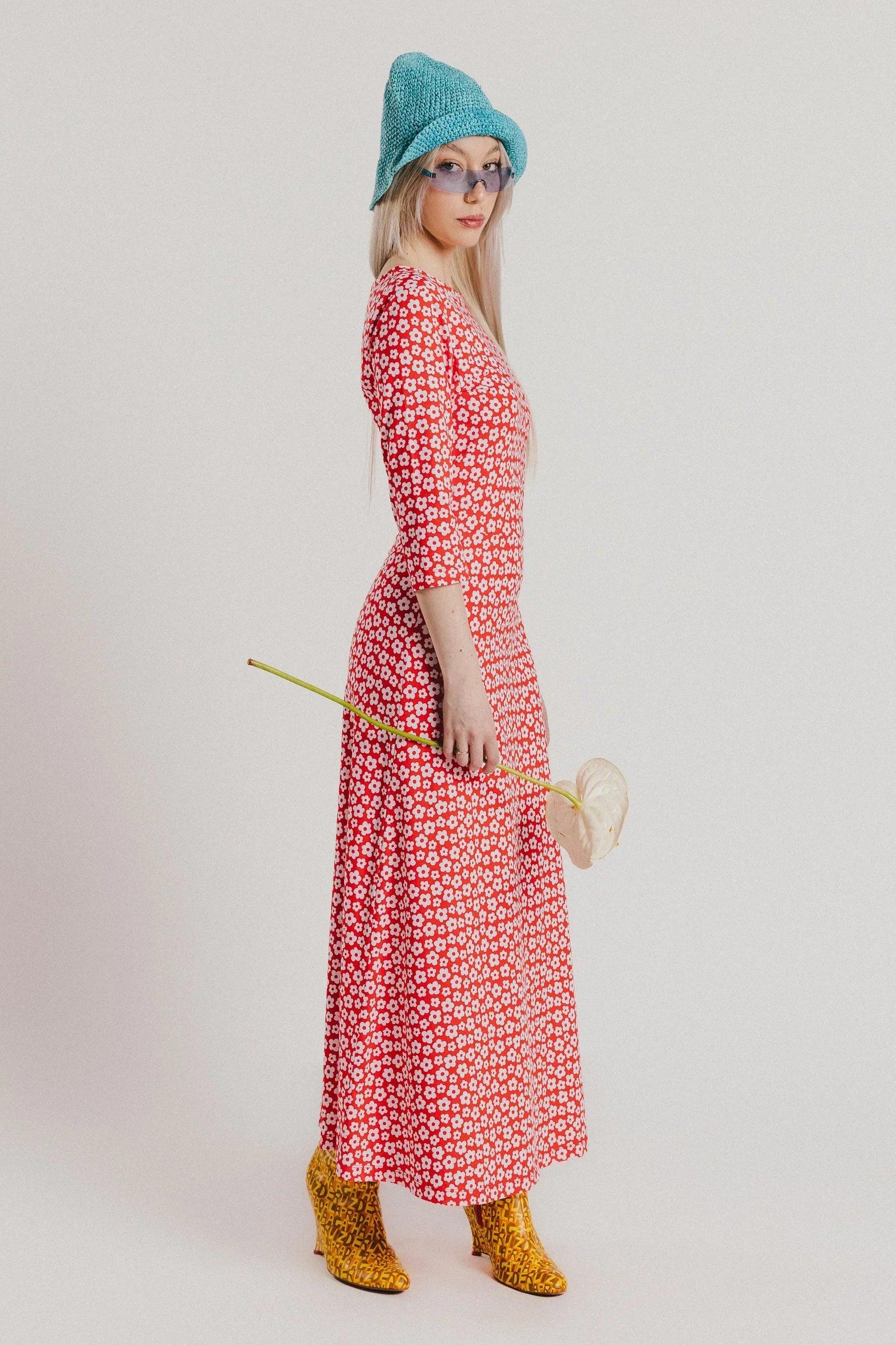 VESTIDO ROJO FLORECITAS BLANCAS - Image 8