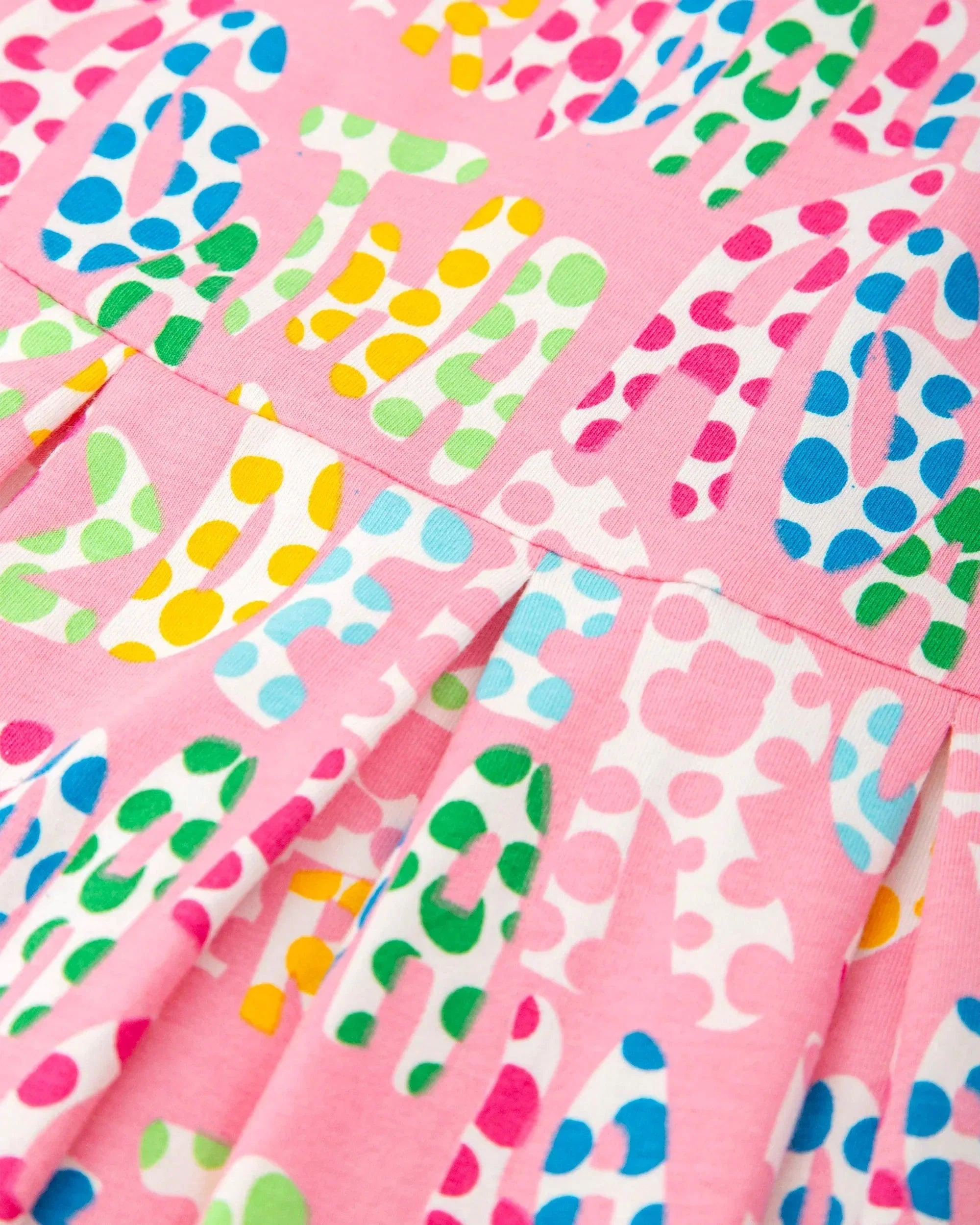 VESTIDO ROSA ESTAMPADO TOPOS DE COLORES ARP - Image 3