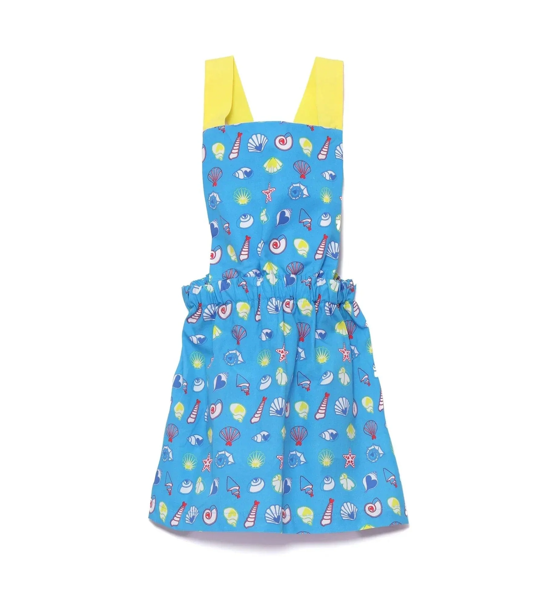 VESTIDO TIRANTES AMARILLOS CRUZADOS CONCHAS